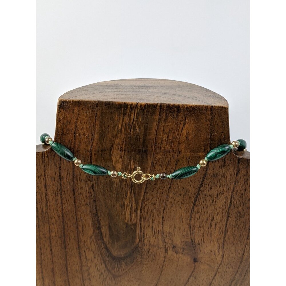 Vintage Mexican Folk Necklace Carved Hand Pendant w/ Malachite & Beads - Picture 10 of 12
